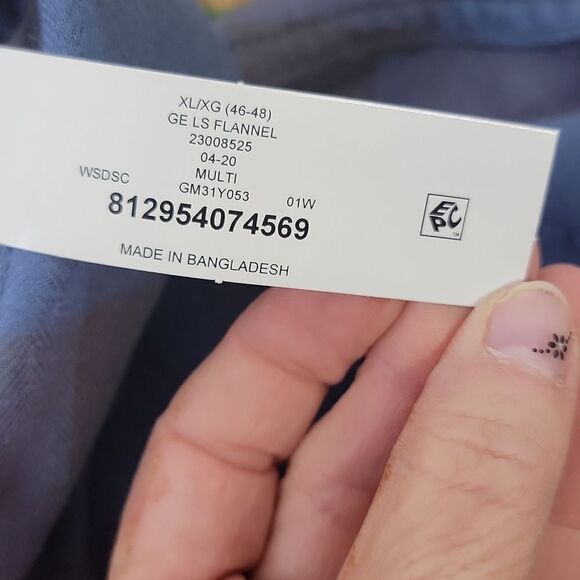 George. Lightweight Flannel. Blue and Gray Plaid Button-Up Shirt. Size XL. NWT - Picture 5 of 6